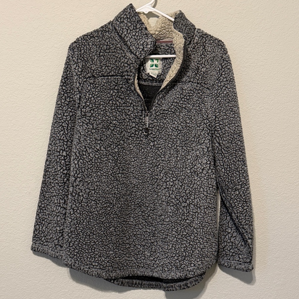 GreenTea Gray and Cream Sherpa Pullover
